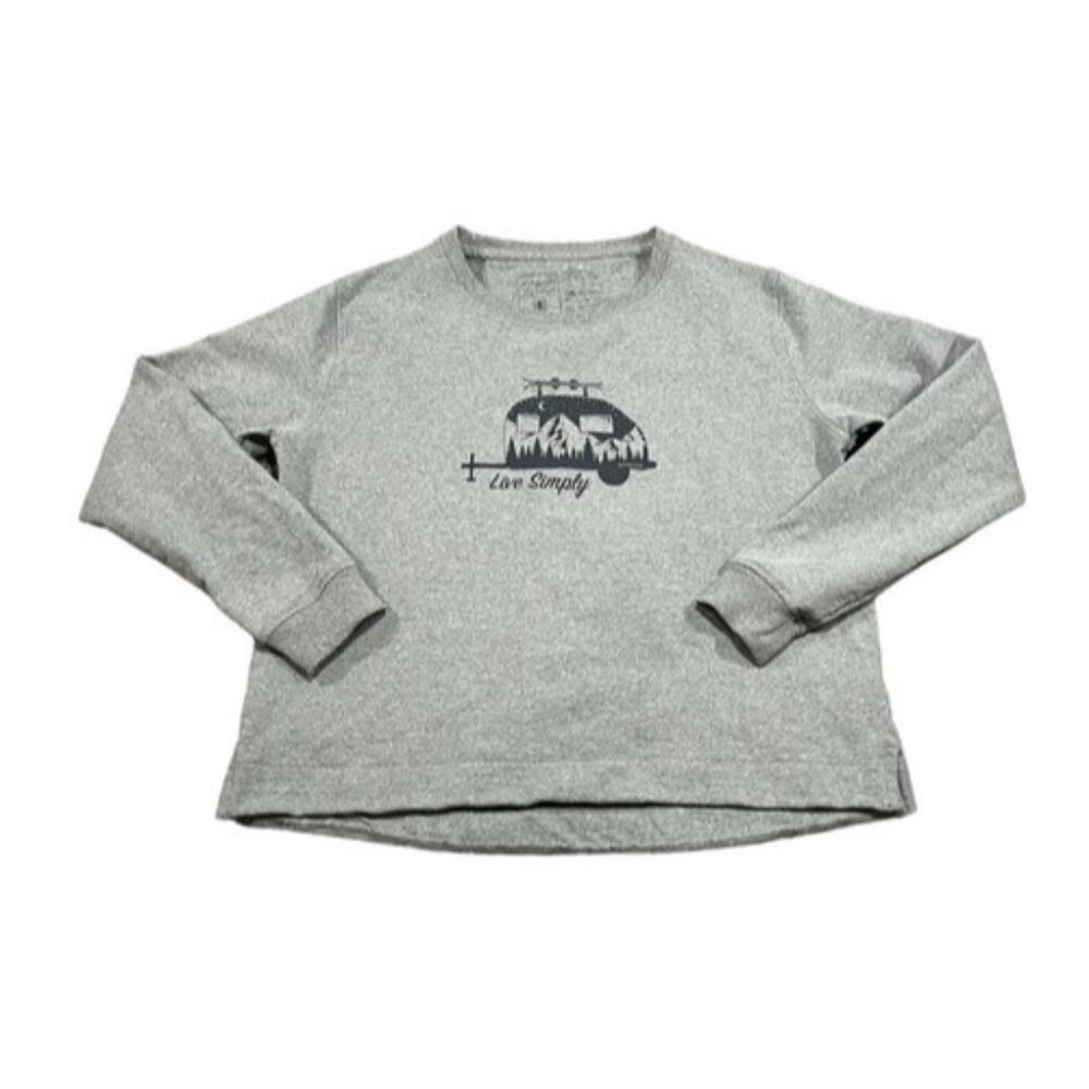 Patagonia Women’s Grey Pullover Live Simply Outdoor Camper Sweatshirt Size XL